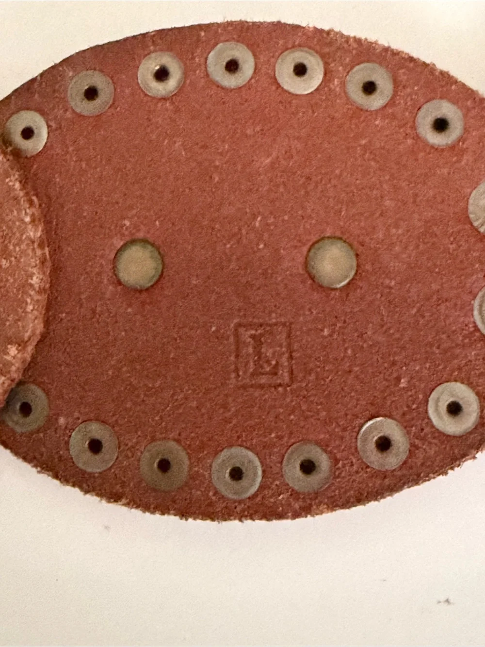 Vintage Fossil Burnt Red Hue Leather Oval Disc Concho Western Belt Boho Y2K Sz L